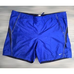 Nike Swim Trunks Mens 2XL Blue Vintage 90s Center Swoosh Drawstring Lined‎ Retro